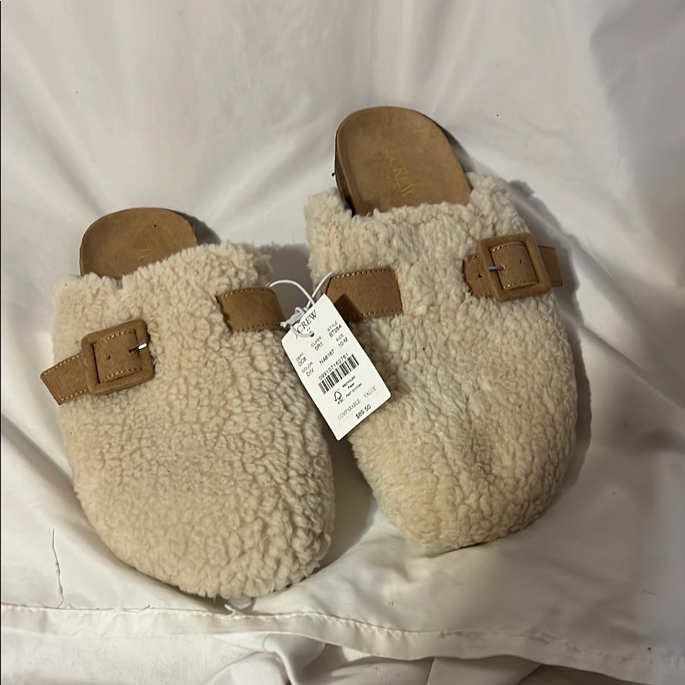 J. Crew Shearling Clogs - Cream